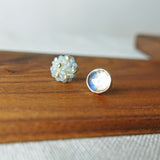 Smoke Grey Labradorite Stud Earrings II Front