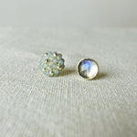 Smoke Grey Labradorite Stud Earrings II Front 2