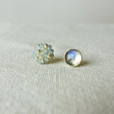 Smoke Grey Labradorite Stud Earrings II Front 2