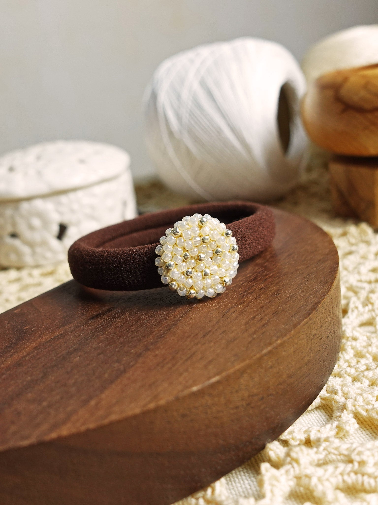 Star Dust Hair Tie in Ivory Right