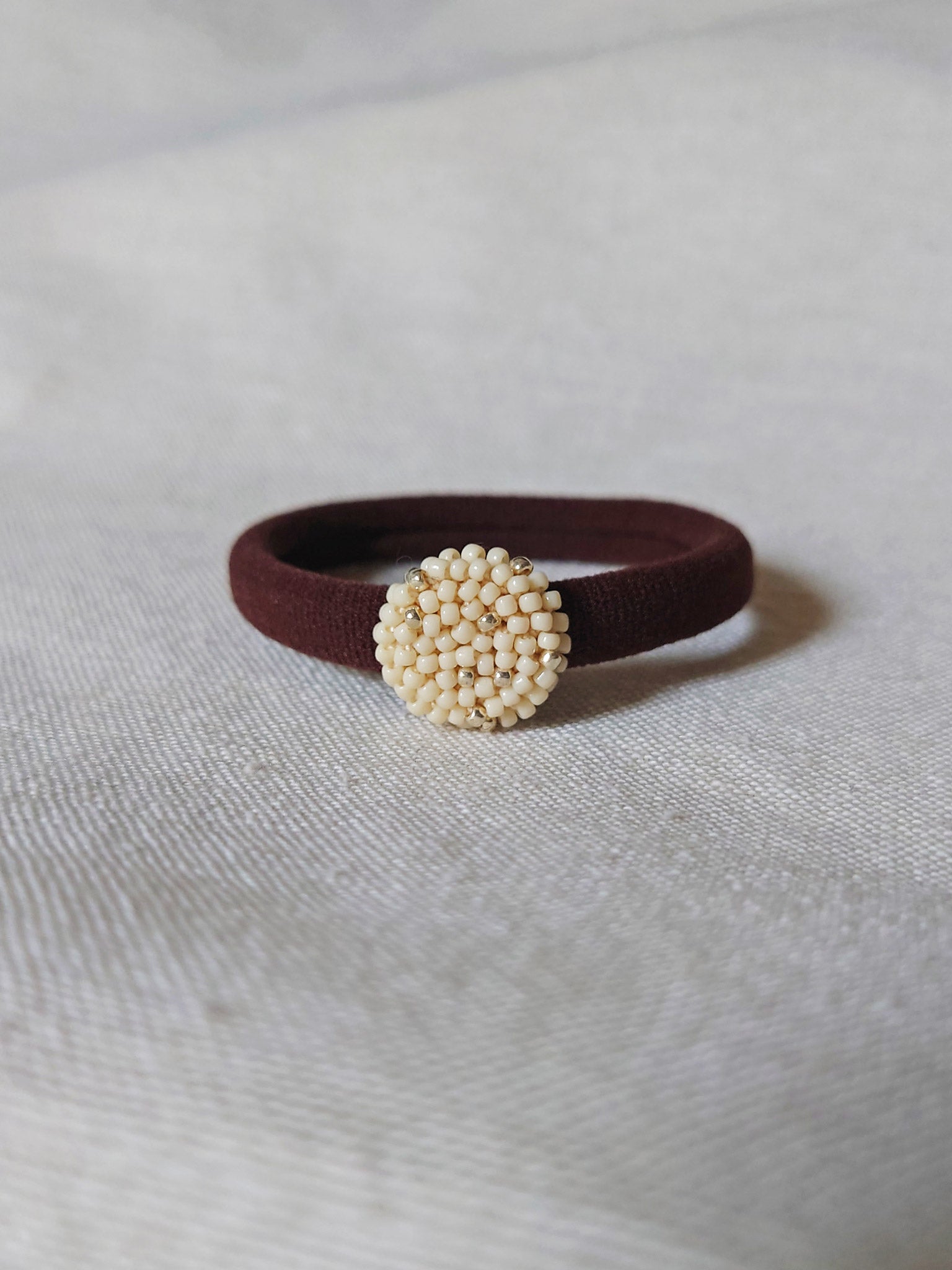 Star Dust Hair Tie in Milk White Front