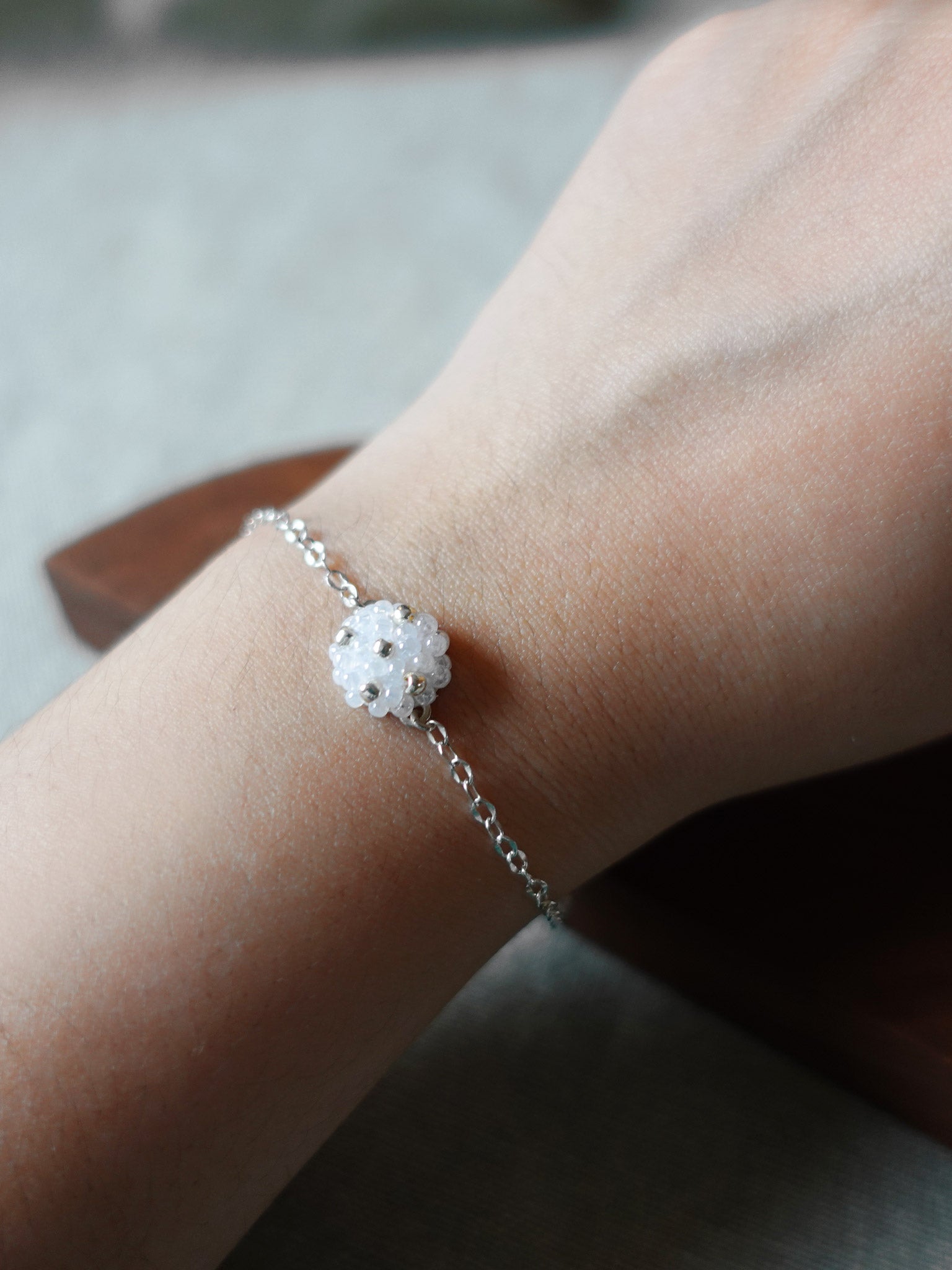 Star Dust Initials Bracelet in White Model