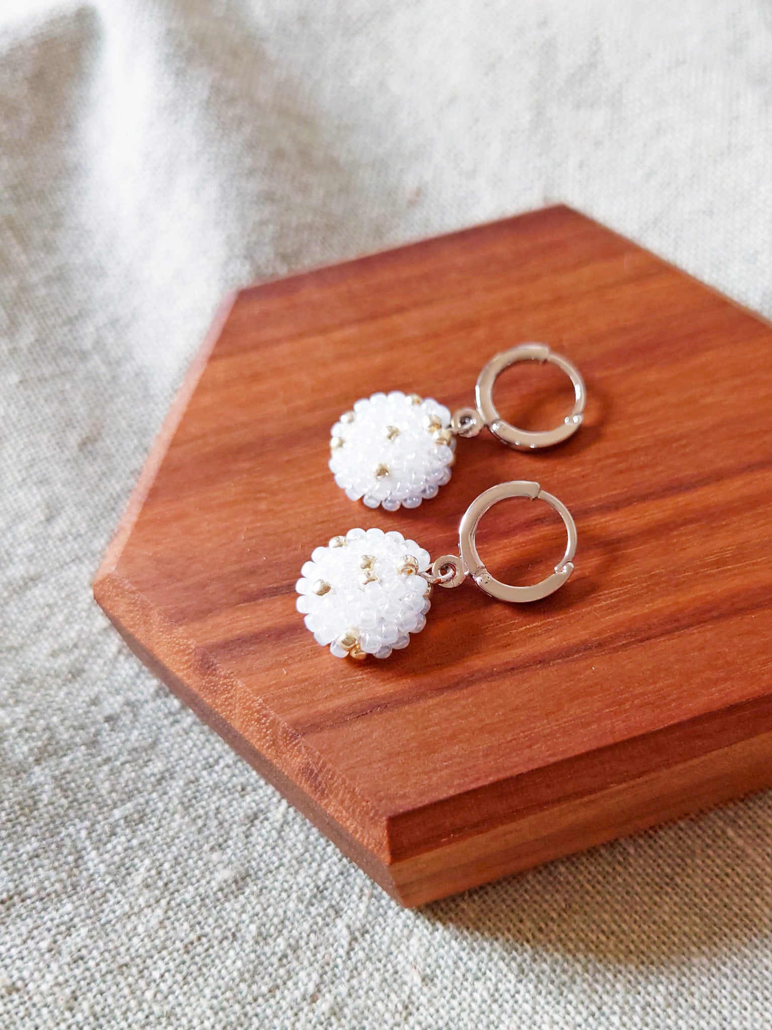 Star Dust Pendant Earrings in White Right