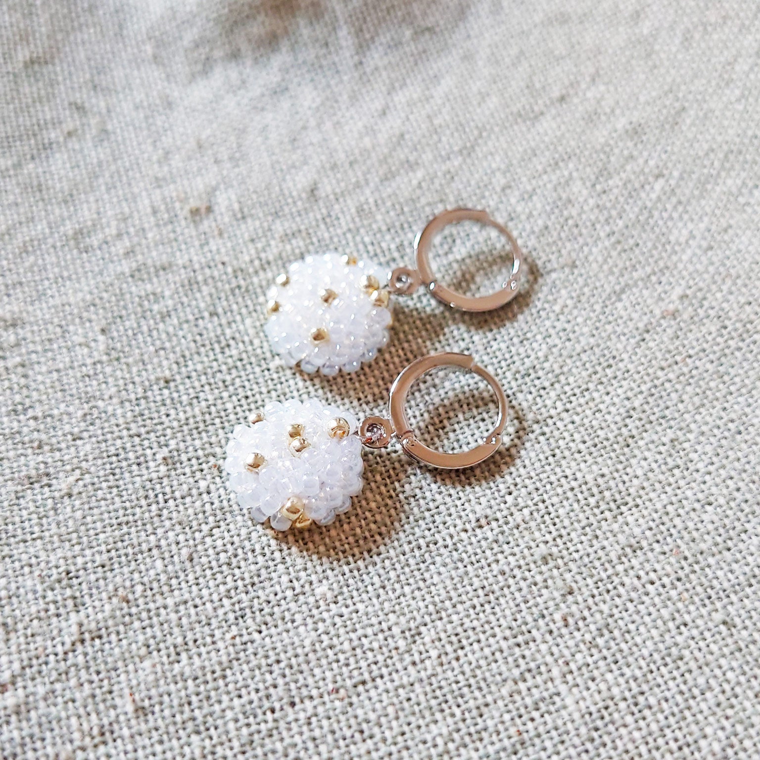 Star Dust Pendant Earrings in White Side