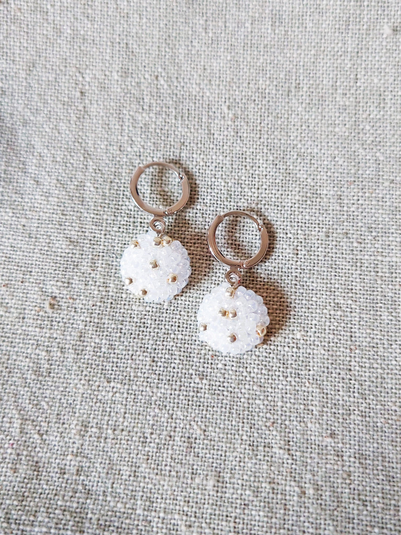 Star Dust Pendant Earrings in White Top