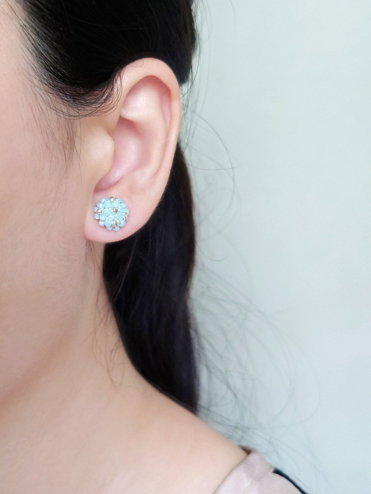 Star Dust Petite Earrings in Blue Model