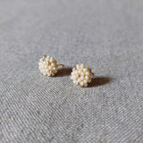 Star Dust Petite Earrings in Milk White Front 1
