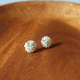 Star Dust Petite Earrings in Milk White Front 2