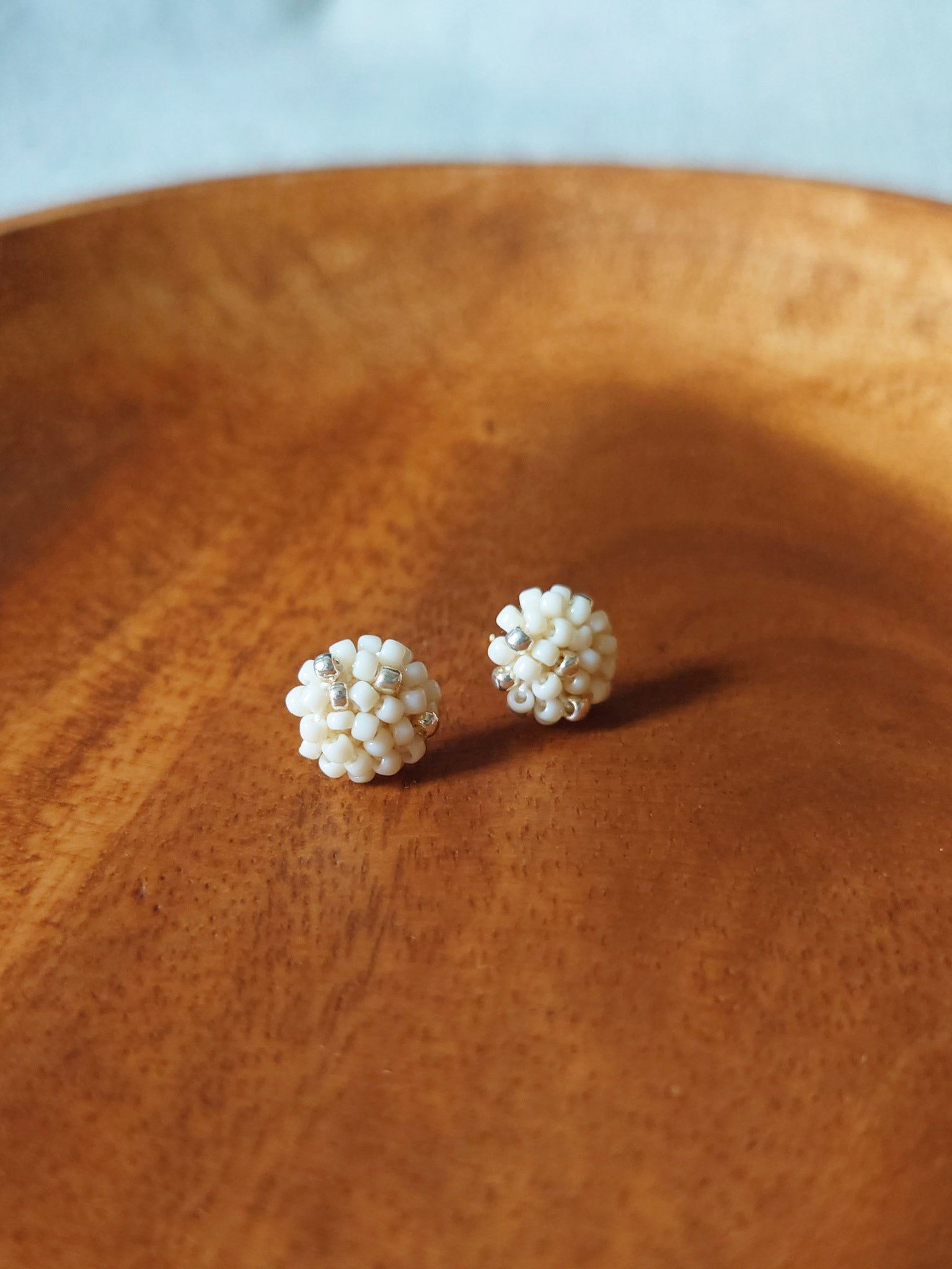 Star Dust Petite Earrings in Milk White Front 2