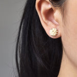 Star Dust Petite Earrings in Milk White Model
