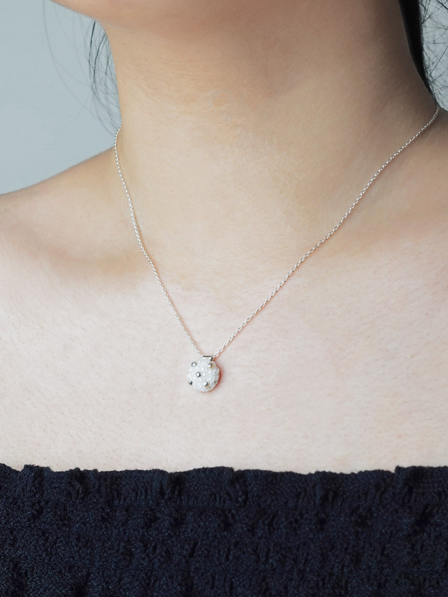 Star Dust Petite Initials Necklace in White Model 1