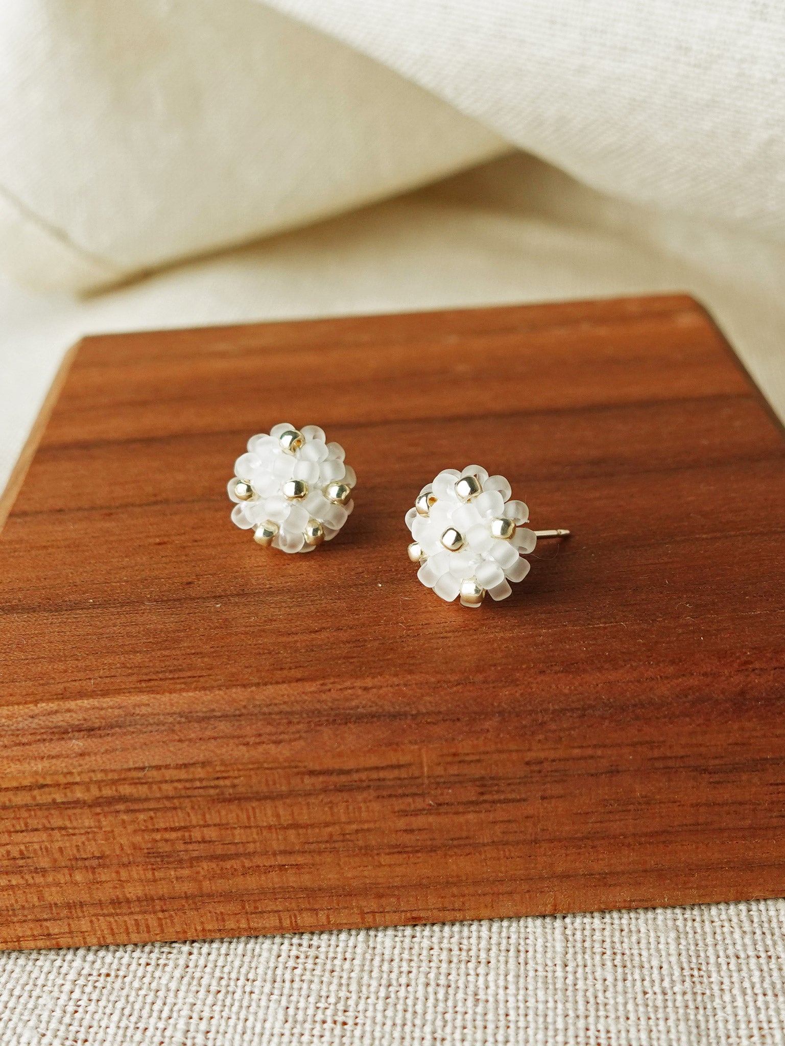 Star Dust Petite Stud Earrings in Cloud White Display