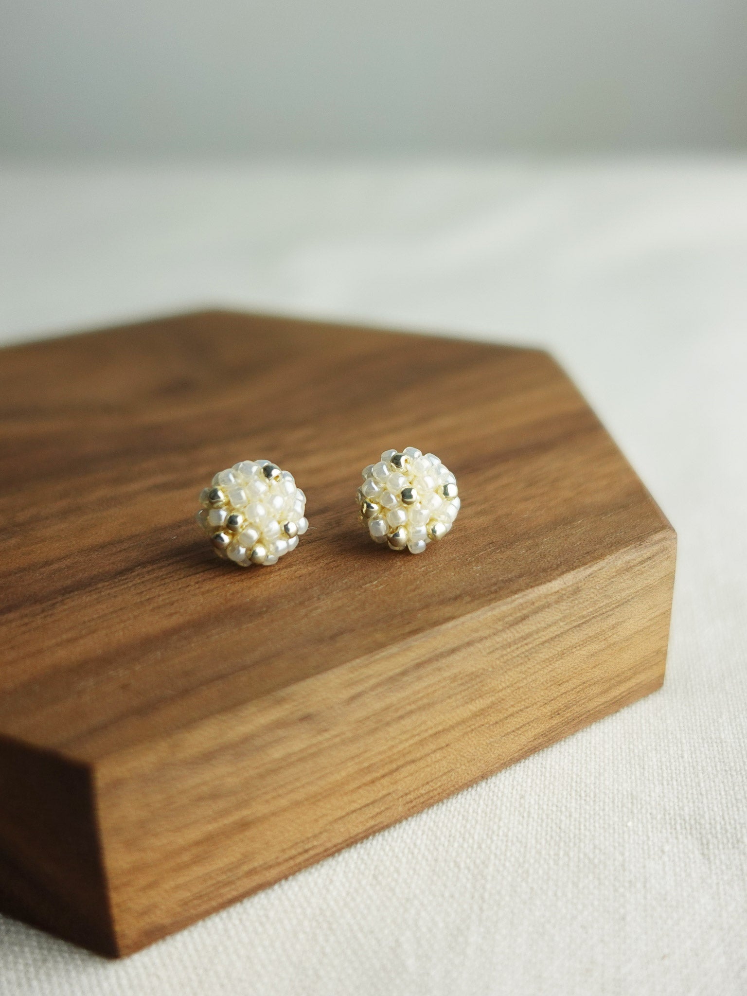 Star Dust Petite Stud Earrings in Ivory Display Front