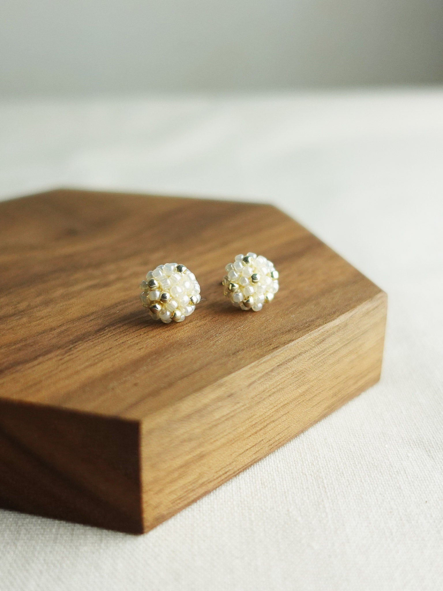 Star Dust Petite Stud Earrings in Ivory Left