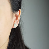 Star Dust Petite Stud Earrings in Mint Green Model