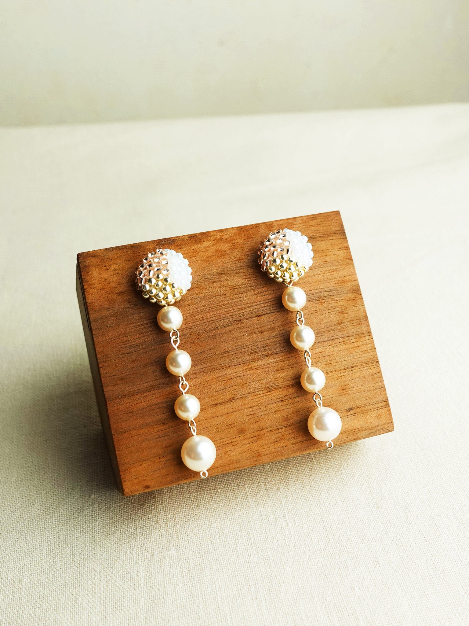 Thea Trio Earrings in Champagne Pink Display
