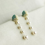 Thea Trio Earrings in Ocean Green Left