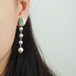 Thea Trio Earrings in Ocean Green Model