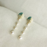 Thea Trio Earrings in Ocean Green Right