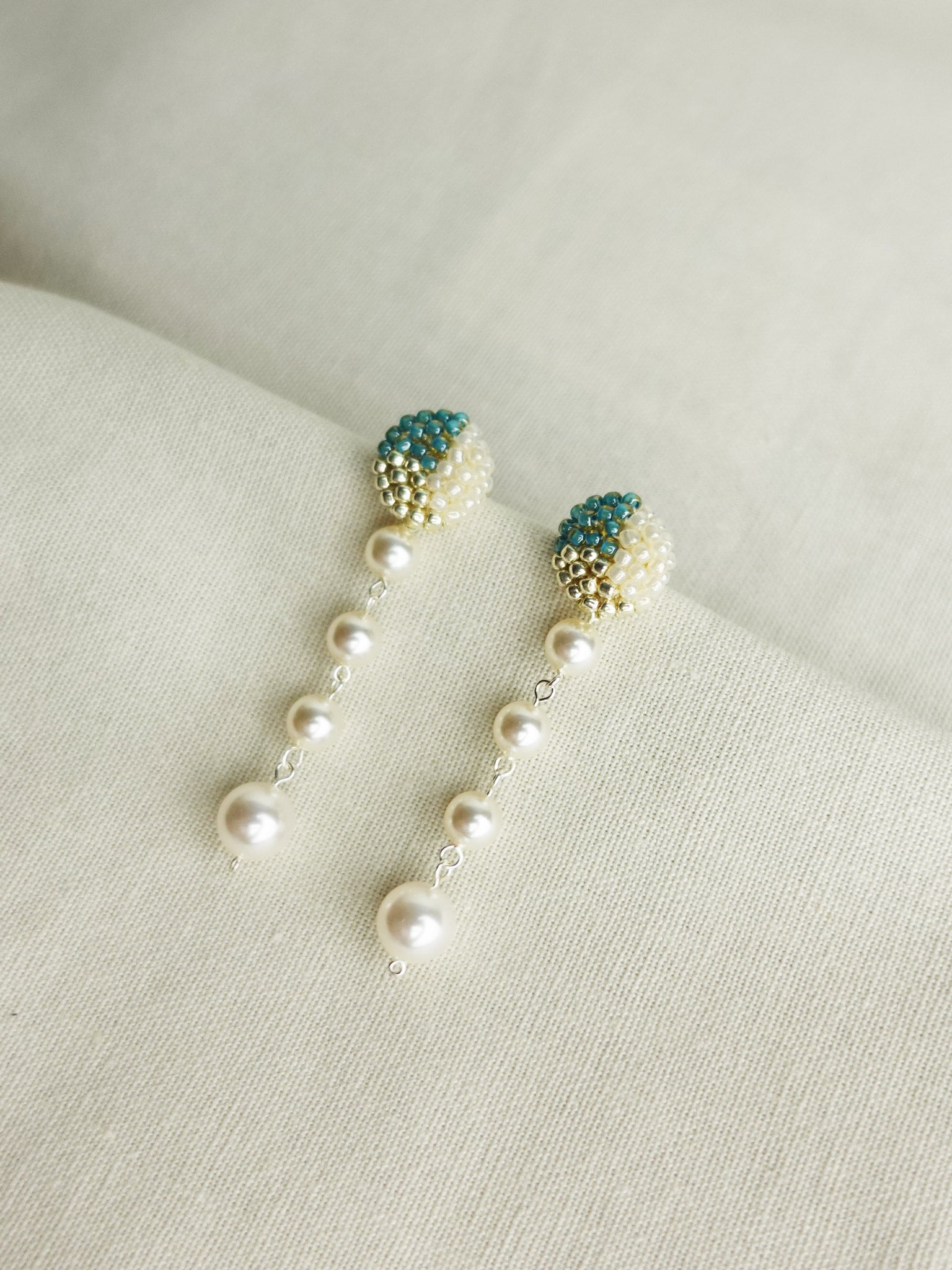 Thea Trio Earrings in Ocean Green Right