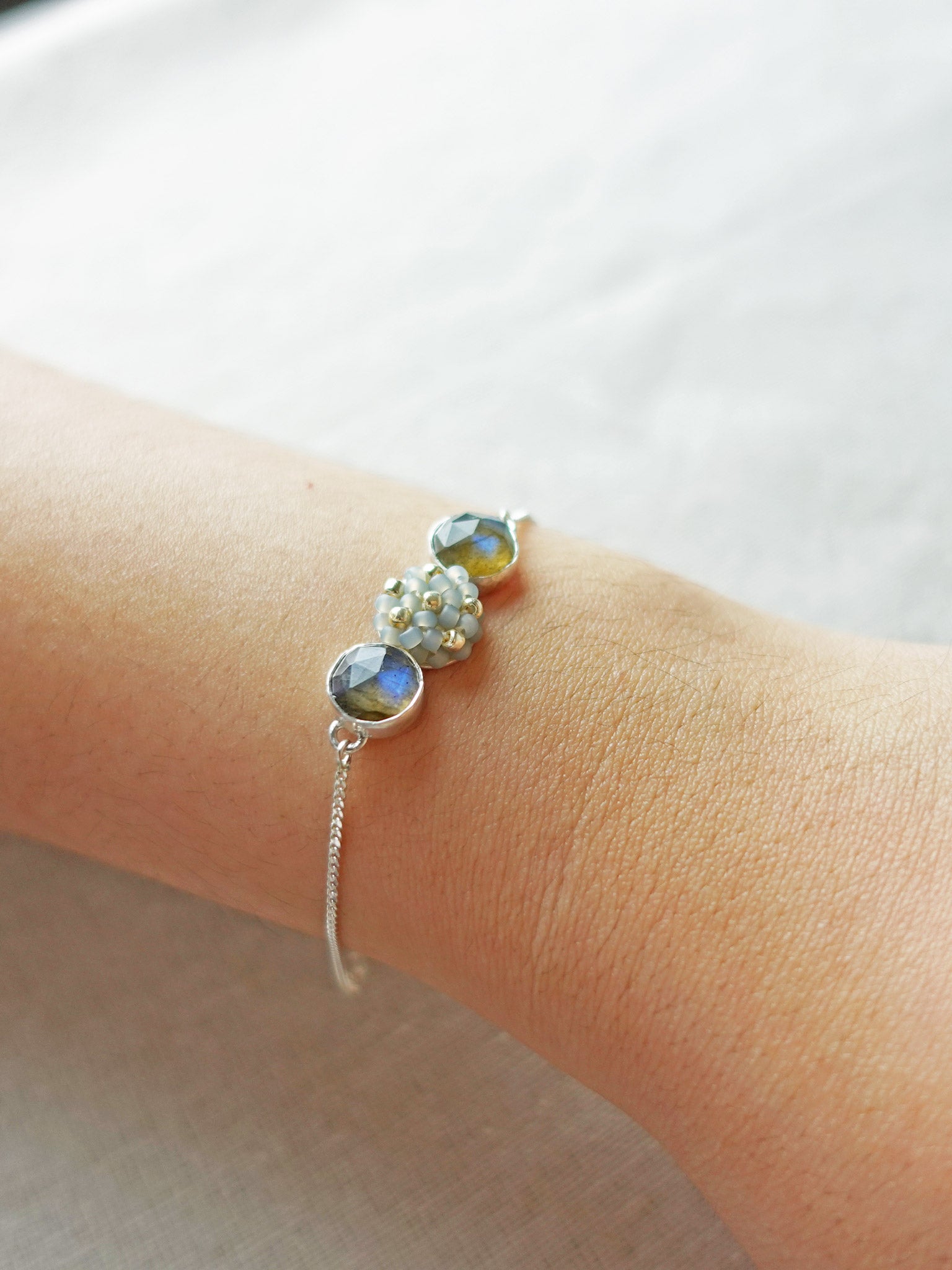 Trinity Labradorite Smoke Grey Bracelet I Arm 2