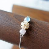 Trinity Moonstone Rose Quartz Blush Pink Bracelet I Display 1