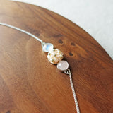 Trinity Moonstone Rose Quartz Blush Pink Bracelet I Display 2