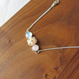 Trinity Moonstone Rose Quartz Blush Pink Bracelet I Display 3
