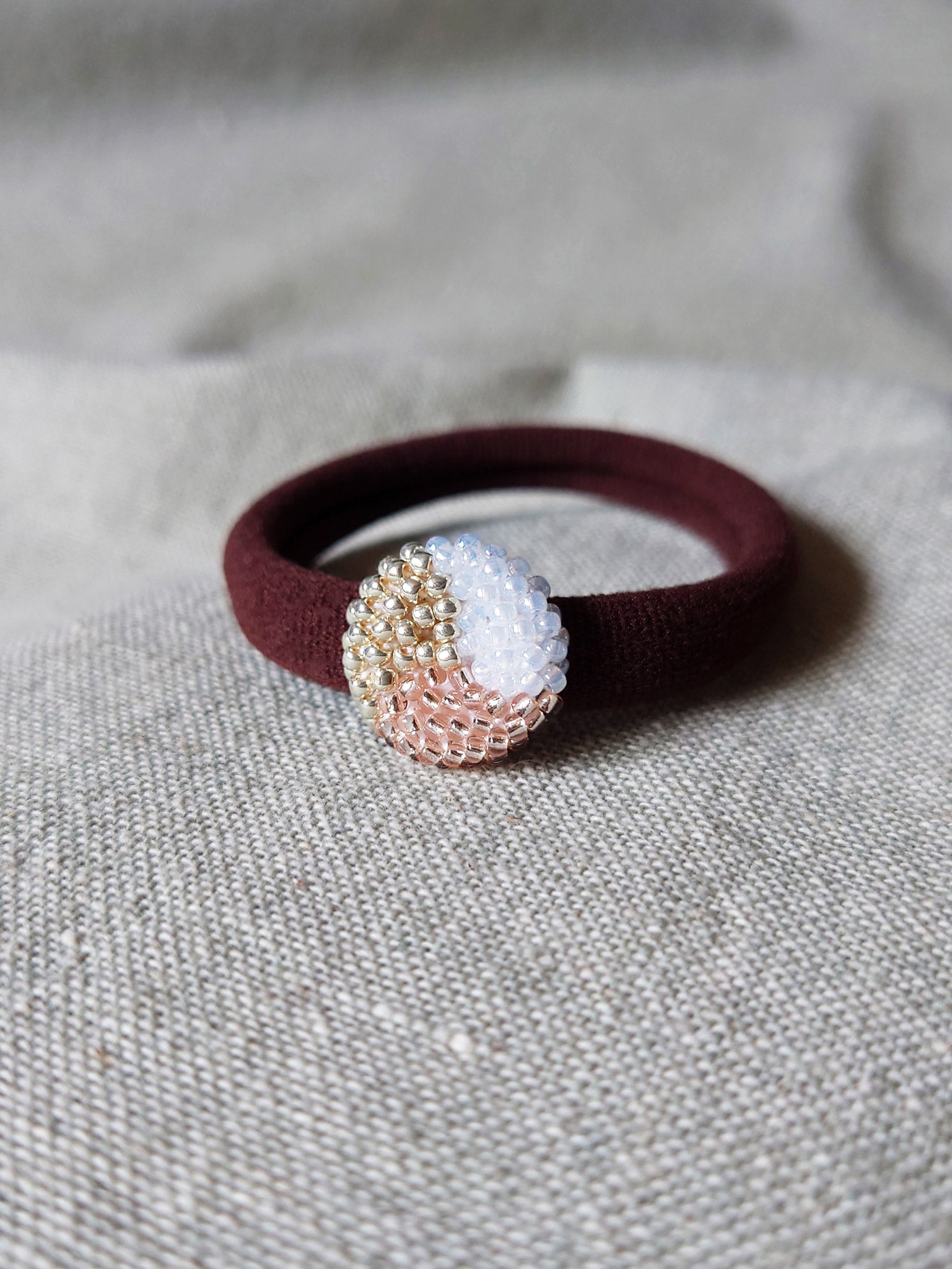 Trio Hair Tie in Champagne Pink Front 1