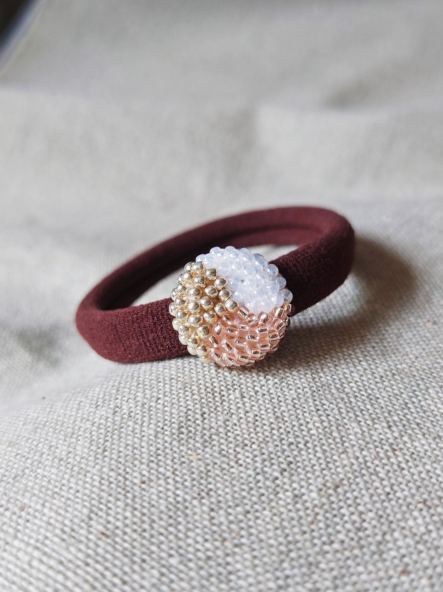 Trio Hair Tie in Champagne Pink Front 2