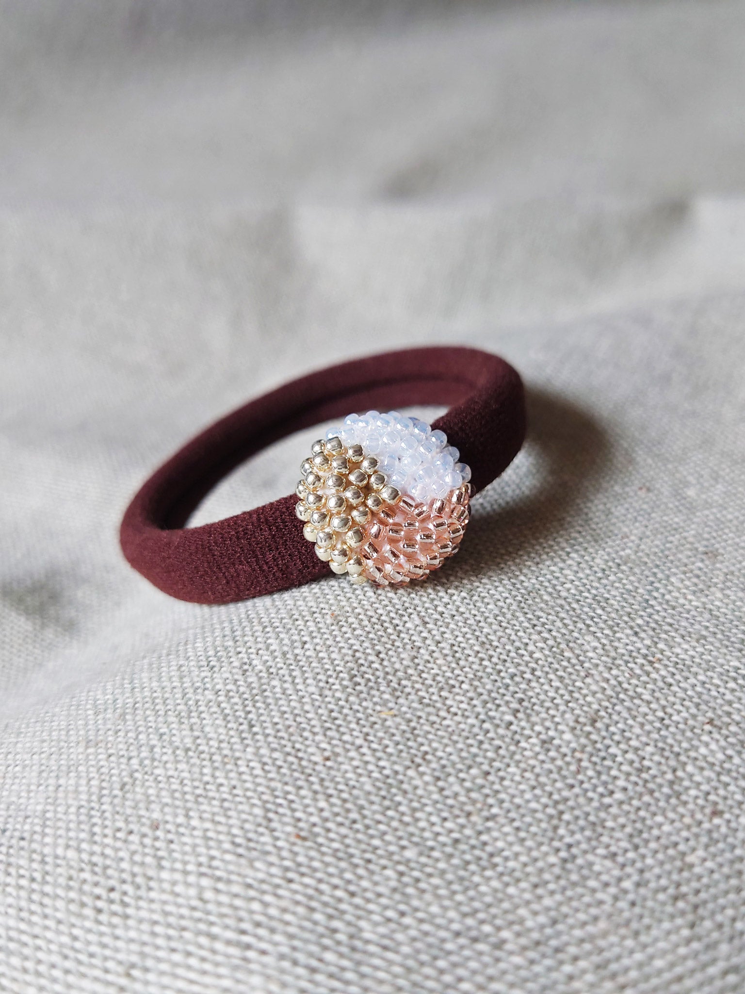 Trio Hair Tie in Champagne Pink Side