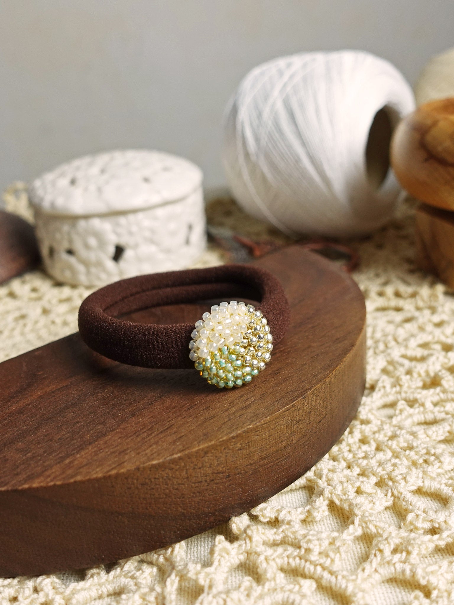 Trio Hair Tie in Lime Green Front