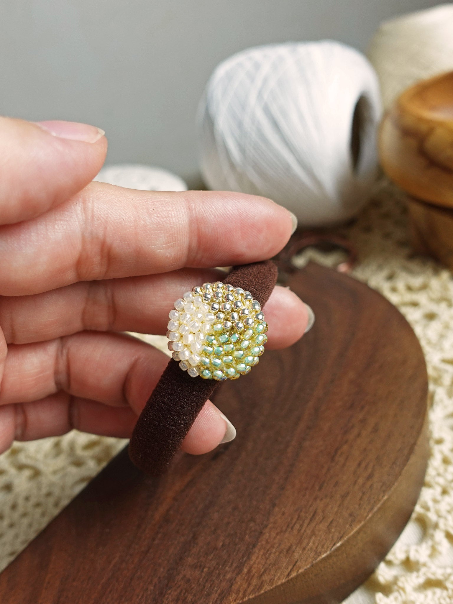Trio Hair Tie in Lime Green Model
