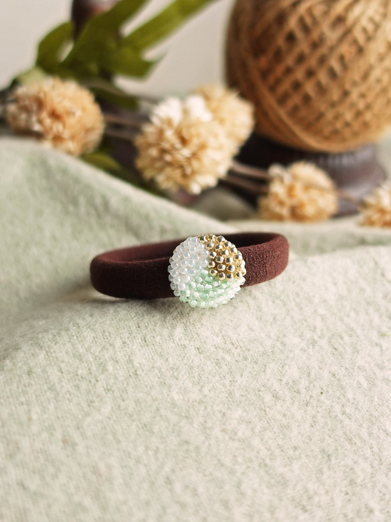Trio Hair Tie in Mint Green Side