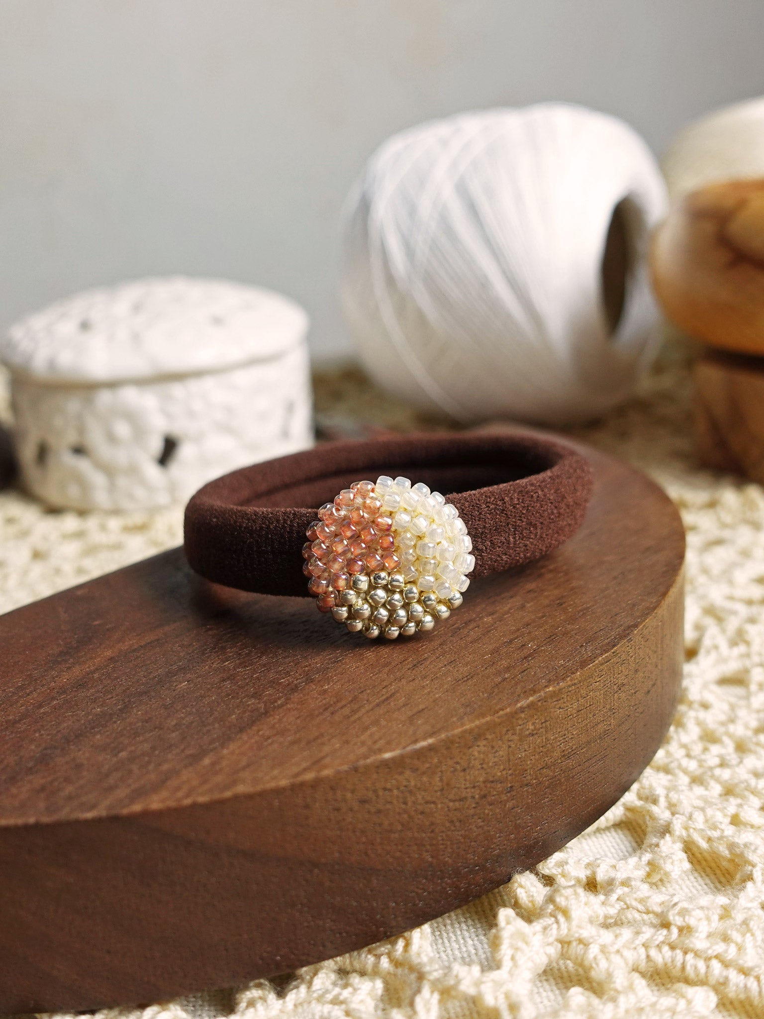 Trio Hair Tie in Strawberry Red Front