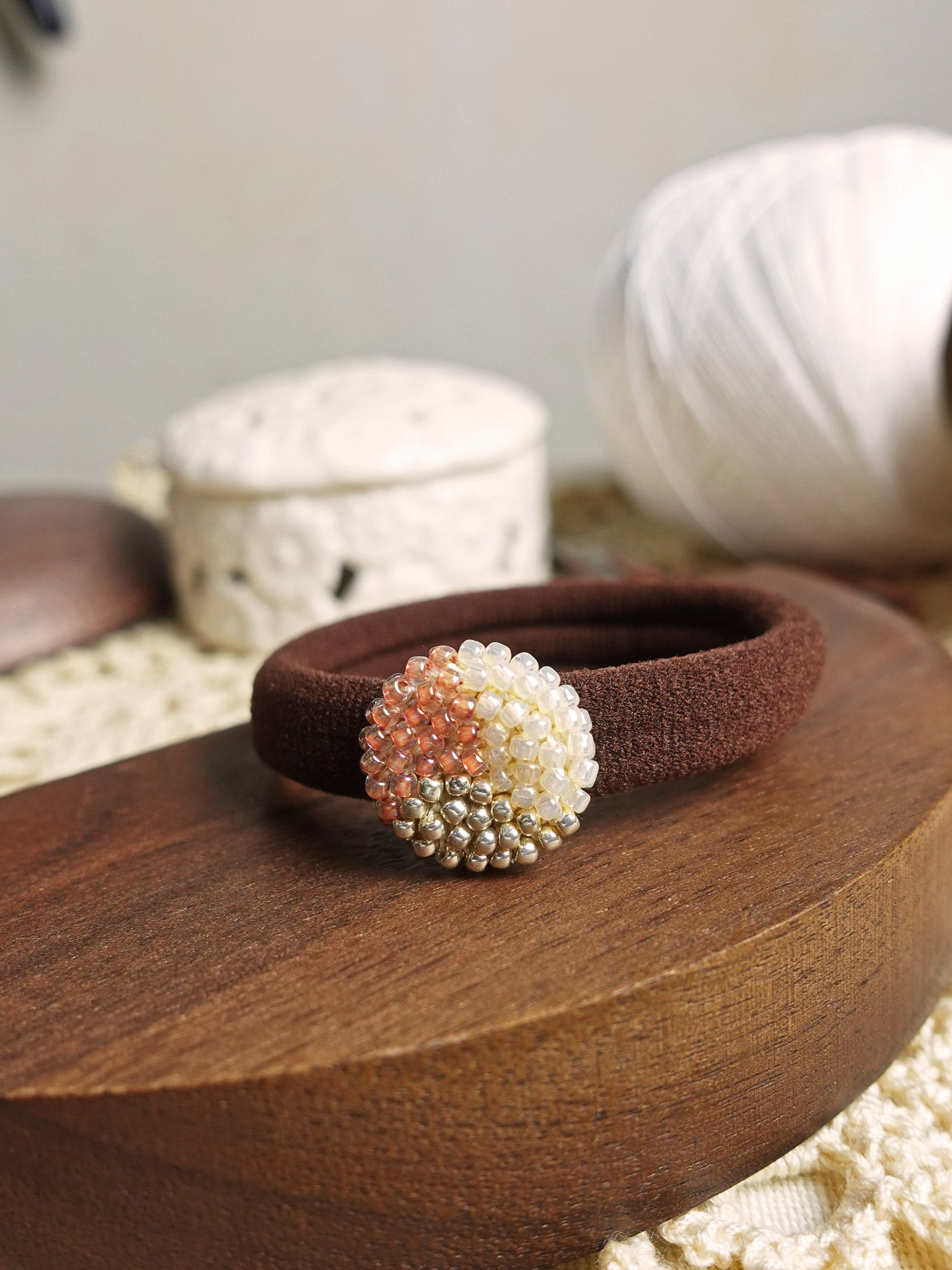 Trio Hair Tie in Strawberry Red Right