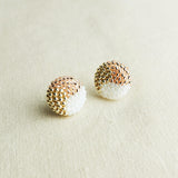 Trio Maxi Stud Earrings in Champagne Pink Front