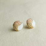 Trio Maxi Stud Earrings in Champagne Pink Left