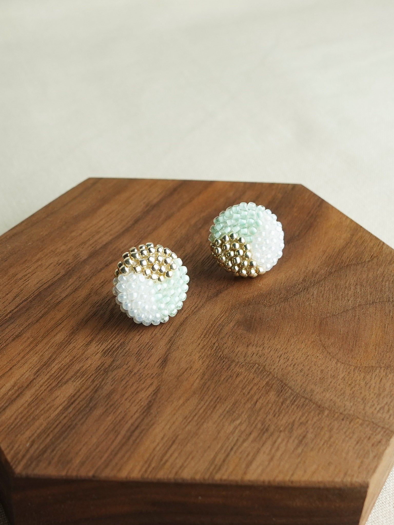 Trio Maxi Stud Earrings in Mint Green Display 2