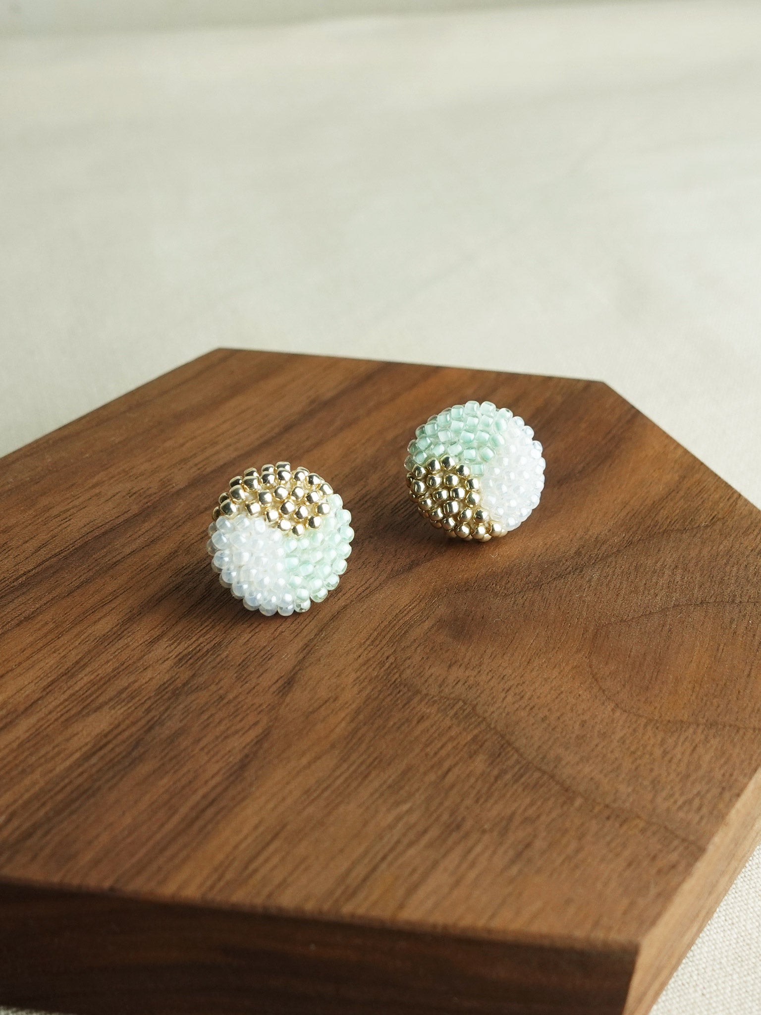 Trio Maxi Stud Earrings in Mint Green Display
