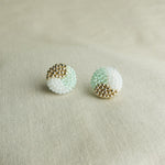 Trio Maxi Stud Earrings in Mint Green Front 4