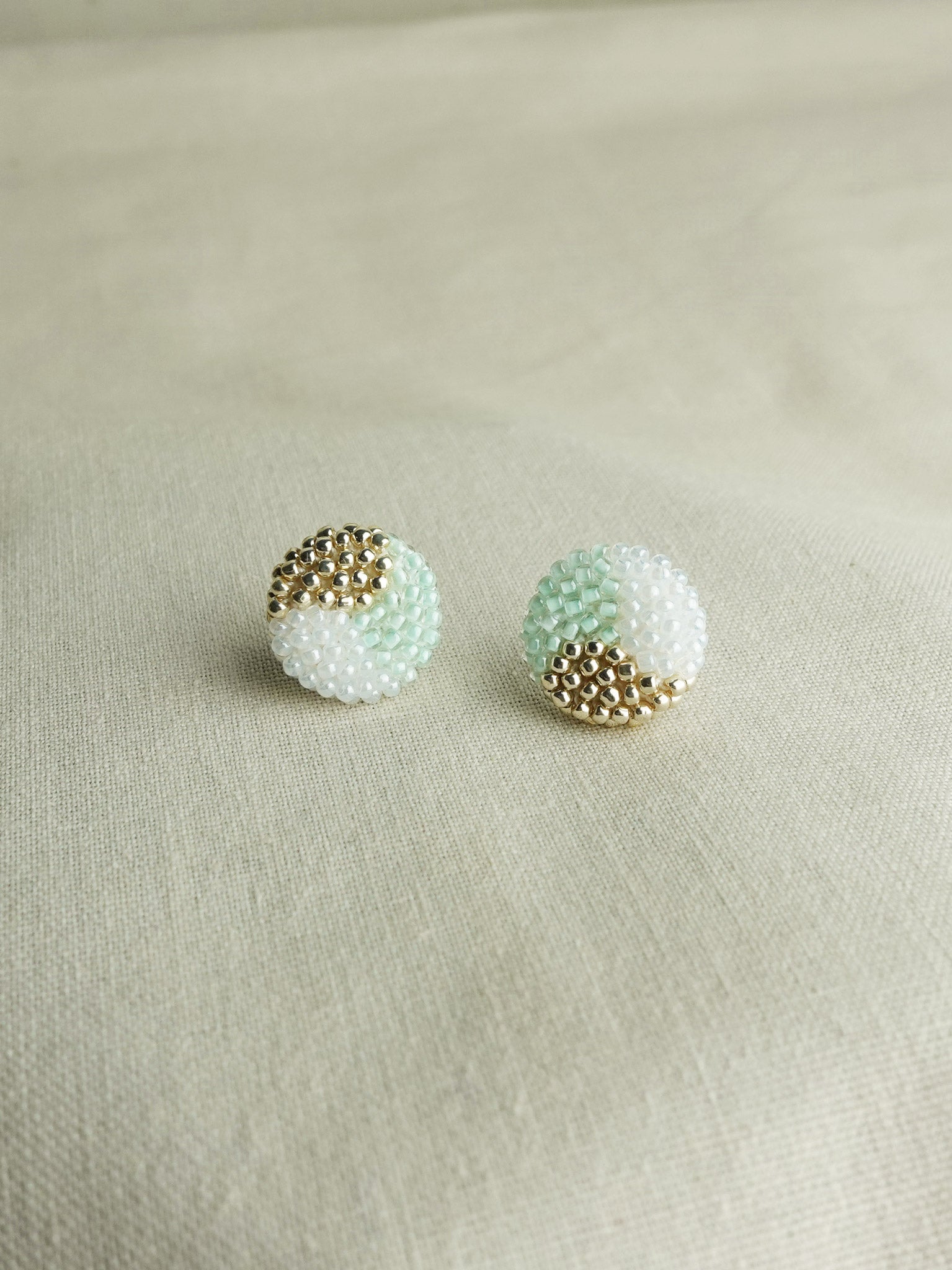 Trio Maxi Stud Earrings in Mint Green Front 4