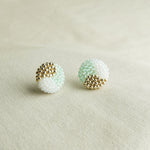 Trio Maxi Stud Earrings in Mint Green Front 5