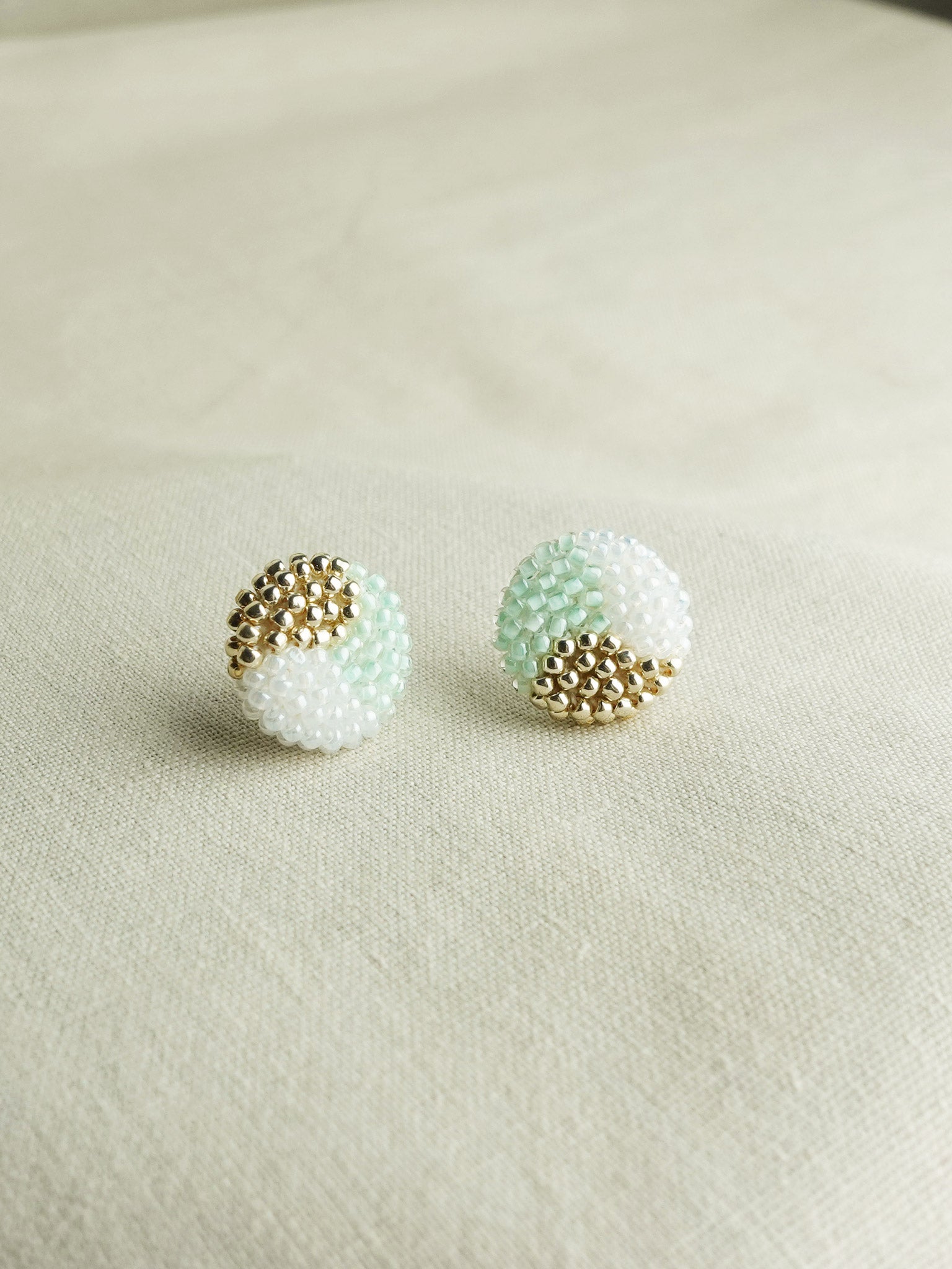 Trio Maxi Stud Earrings in Mint Green Front 5