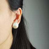 Trio Maxi Stud Earrings in Mint Green Model