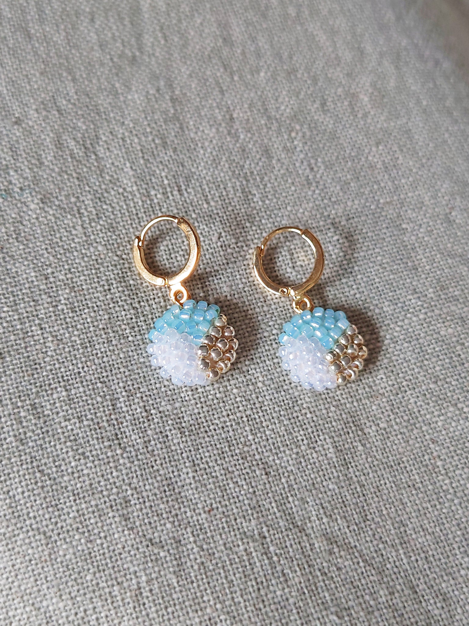 Trio Pendant Earrings in Blue Front