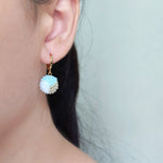 Trio Pendant Earrings in Blue Model