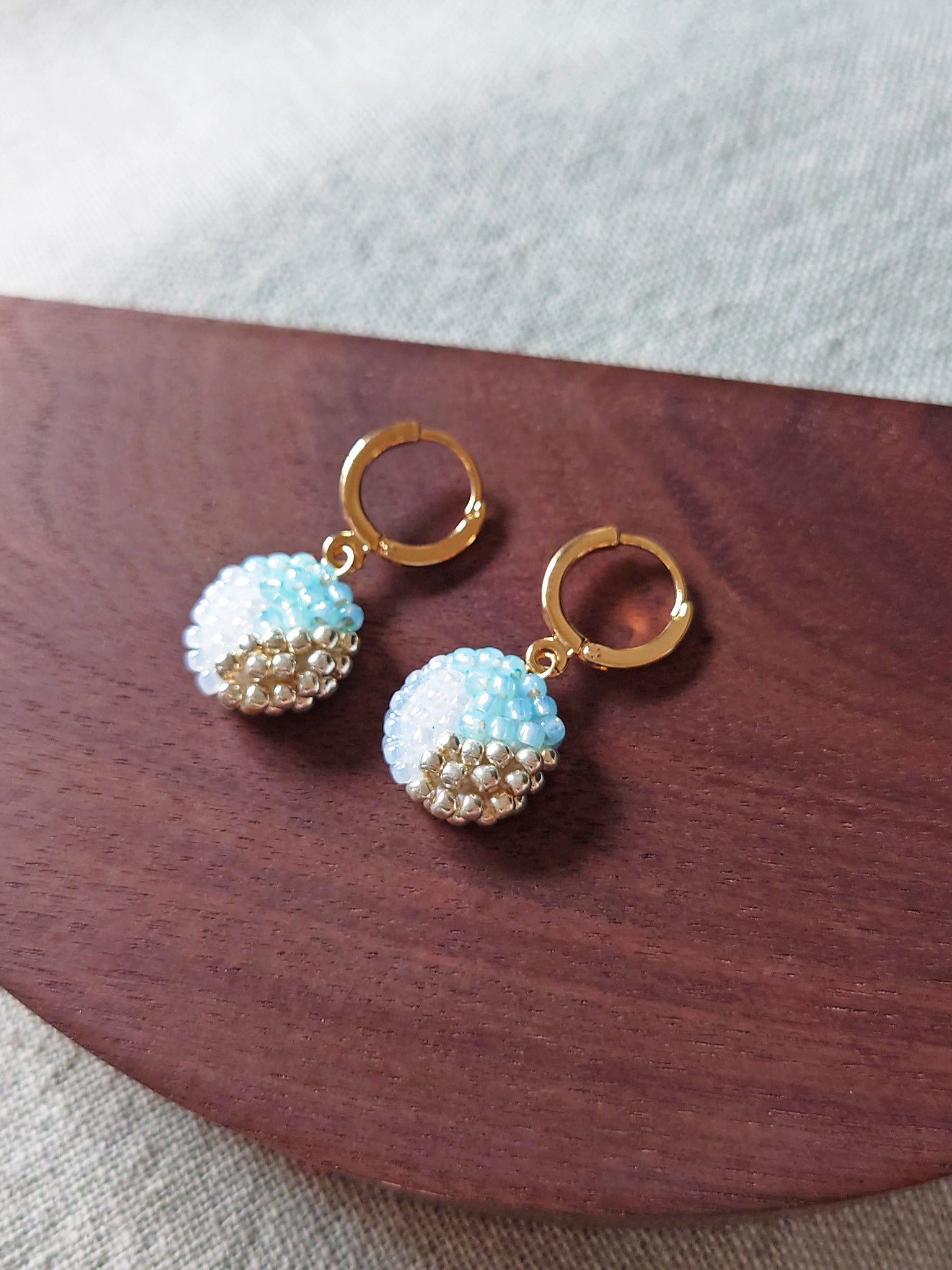 Trio Pendant Earrings in Blue Side