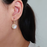 Trio Pendant Earrings in Champagne Pink Model