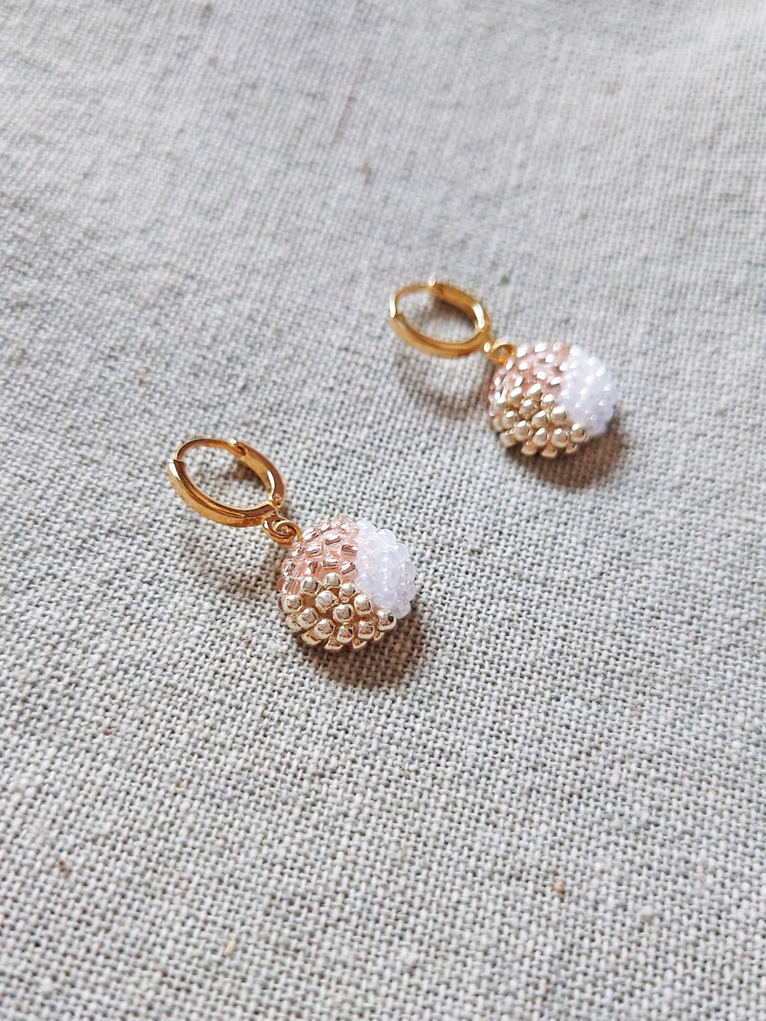 Trio Pendant Earrings in Champagne Pink Side